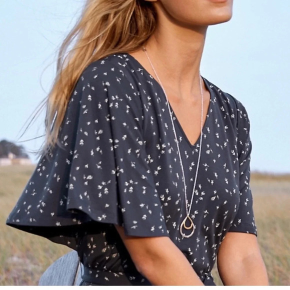 Garnet Hill NWOT Flutter Sleeve Tencel Midi Dress Size M - Picture 9 of 14